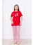 Kadın Tavşan Desenli Pijama Takımı Kırmızı 1