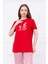 Kadın Tavşan Desenli Pijama Takımı Kırmızı 6