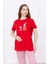 Kadın Tavşan Desenli Pijama Takımı Kırmızı 8