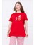 Kadın Tavşan Desenli Pijama Takımı Kırmızı 9