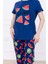 Kadın Karpuz Desenli Pijama Takımı Lacivert 10