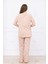 Kadın Kahve Desenli Pijama Takımı Bej 6