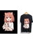 Anime Girl With Kawaii Cat Kısa Kollu Bisiklet Yaka T-Shirt 1
