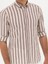 Erkek Kahverengi Slim Fit Uzun Kollu Çizgili Gömlek 50265483-VR029 6