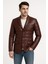 Silva Hakiki Deri Tafta Erkek Bordo Şişme Blazer Ceket 1