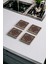 Elite Etnik Kilim Desen Tile, Çini Desen Doğal Taş Traverten Bardak Altlığı 4 Lü Set 1 Adet 1