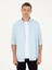 Erkek Açık Mavi Slim Fit Keten Karışımlı Gömlek 50266184-VR003 1