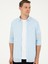 Erkek Açık Mavi Slim Fit Keten Karışımlı Gömlek 50266184-VR003 3