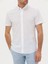 Erkek Beyaz Slim Fit Keten Karışımlı Kısakol Gömlek 50269570-VR013 6