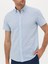 Erkek Açık Mavi Slim Fit Keten Karışımlı Kısakol Gömlek 50269570-VR003 6