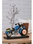 Eskitme motosiklet masa saati, dekoratif zaman göstergesi, kırmızı renkte, reçine malzeme 6