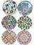 Elite 6'lı Bardak Altlığı, Kilim Desenli Coaster, 6 Adet Mantar Tabanlı Bardak Altlığı 9cm 1 Adet 1
