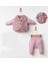 3016 Kız Bebek Çiçekli Yelekli 3'lü Takım 1