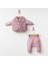 3016 Kız Bebek Çiçekli Yelekli 3'lü Takım 2