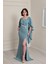 Mint Pelerinli Krep Elbise 5515 2