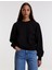 Unisex Siyah 3 Iplik Şardonlu Pamuklu Sweatshirt 1