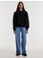 Unisex Siyah 3 Iplik Şardonlu Pamuklu Sweatshirt 2