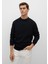 Unisex Siyah 3 Iplik Şardonlu Pamuklu Sweatshirt 5
