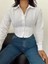 Kadın Gömlek Crop Slim Fit Dar Kesim Beli Lastikli 3