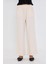 Şeritli Bol Paça Pantolon - Ekru 2