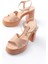 P-105 Nut Çapraz Kalın Topuklu Kadın Sandalet 4