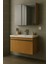 Arista 80 cm Ahşap Renkli Mdf, Seramik Lavabolu, Alt ve Üst Dolaplı, Üst Dolap Aynalı, Banyo Dolabı Takımı 3