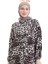 Leopar Desenli Düğmeli Elbise 2071-02 Siyah Beyaz 4