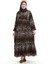 Leopar Desenli Düğmeli Elbise 2071-01 Kahverengi Siyah 1