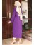 Boydan Düğmeli Uzun Tunik 0096-05 Mor 5