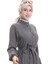 Kolu Lastkli Düğmeli Elbise 0104-01 Füme 4