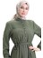 Kolu Lastkli Düğmeli Elbise 0104-03 Haki 4