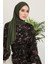 Çiçek Desenli Viskon Elbise 5068-01 Siyah 4