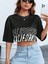 Kadın California Baskılı Oversize Crop T-Shirt 1