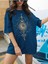 Indigo Ay ve Göz Astronomi Sarı Baskılı Oversize T-Shirt 4