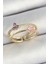 Pirinç Kalp ve Çiçek Figürlü Zirkon Taşlı Gold Renk Ayarlanabilir Kadın Yüzük - TJ-BYK3774 1