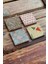 Yeni Yıl Yılbaşı Baskılı Doğal Taş Bardak Altlığı 4'lü Set Tile - Coaster Set 2
