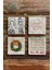 Yeni Yıl Yılbaşı Baskılı Doğal Taş Bardak Altlığı 4'lü Set Tile - Coaster Set 1