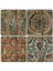 Taş Bardak Altlığı Stone Coasters - 4'lü Set(10 x 10 cm) Desen Tile Pattern 1
