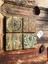 Taş Bardak Altlığı Stone Coasters - 4'lü Set(10 x 10 cm) Desen Tile Pattern 5