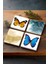 Kelebek, Soyut Sanat Taş Bardak Altlığı Masaüstü Koruyucu Altlık 4 Parça Set 10X10CM Stone Coasters 1