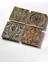 Vintage Desen Taş Bardak Altlığı Masaüstü Koruyucu Altlık 4 Parça Set 10X10CM Stone Coasters 2
