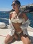 Krem Gül Detaylı 3'lü Bikini Takımı 3