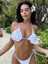 Beyaz Gül Detaylı Bikini Takımı 1