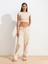 30528 Pamuk ve Modal Karışımlı Crop Top-Taş 3