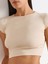 30528 Pamuk ve Modal Karışımlı Crop Top-Taş 4