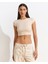 30528 Pamuk ve Modal Karışımlı Crop Top-Taş 5