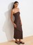 91368 Straplez Midi Elbise-Kahve 1