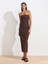 91368 Straplez Midi Elbise-Kahve 3