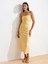 91368 Straplez Midi Elbise-Sarı 1