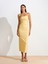91368 Straplez Midi Elbise-Sarı 3